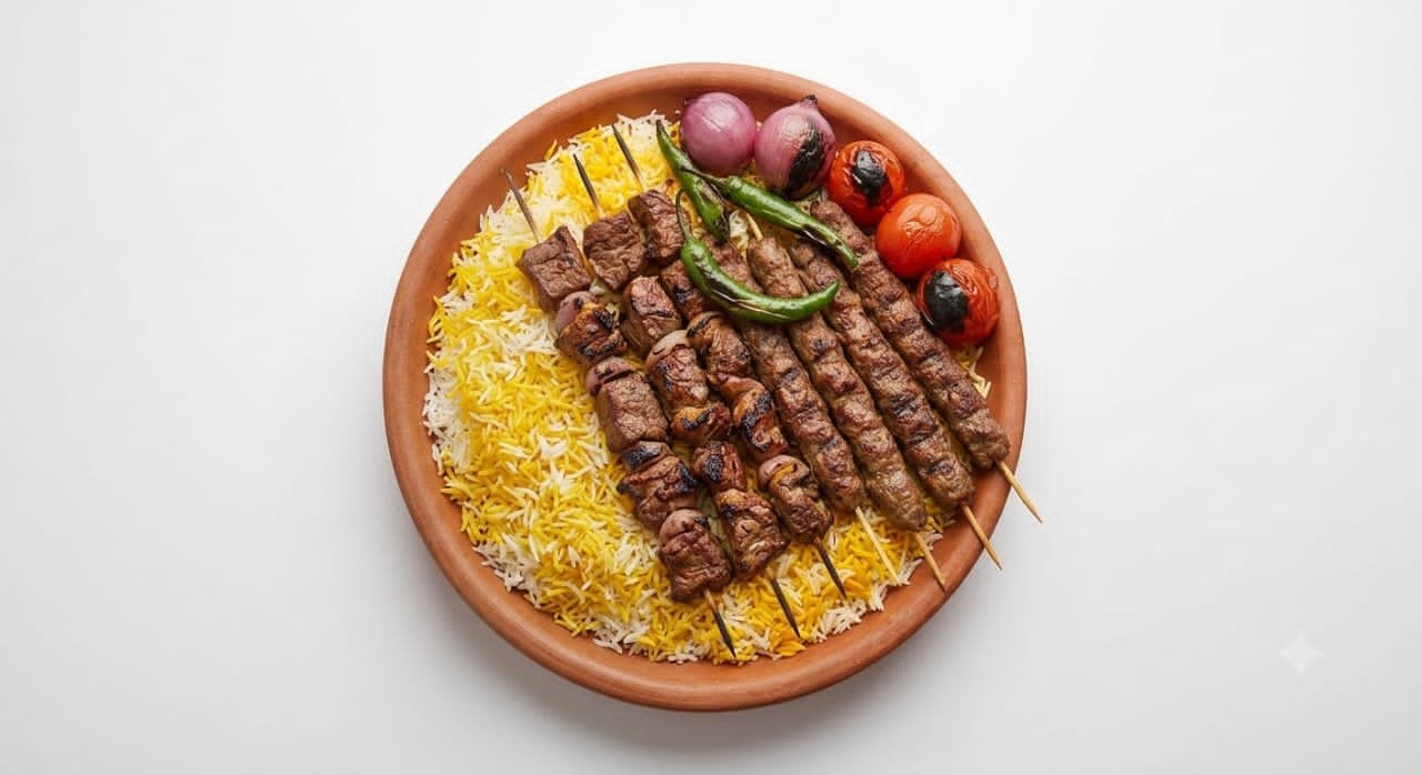 كباب وكفته على الفحم